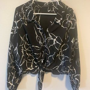 Very J Black and White Button Up Blouse